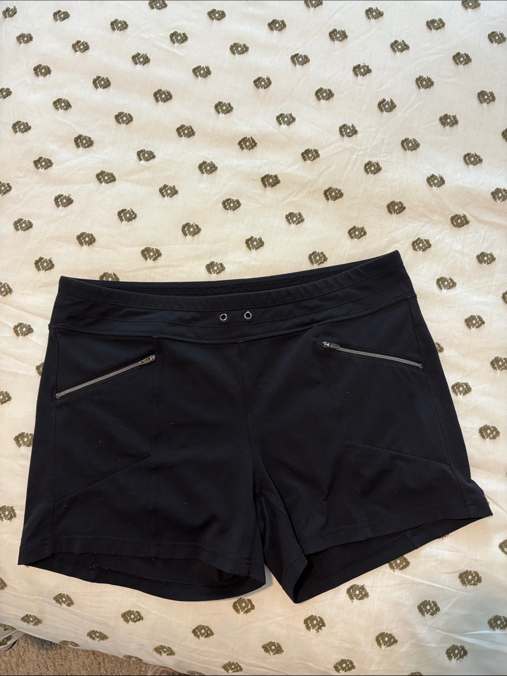 Athleta Black Athletic Shorts with Zip Pockets and Stretch